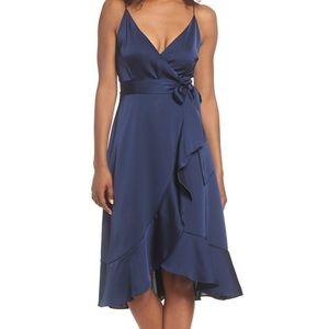 Cooper St Marilyn Satin Blue Wrap Dress
